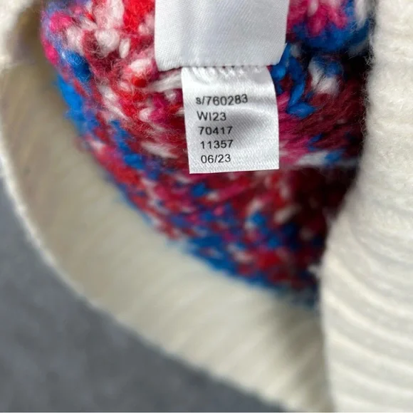 LOFT Fair Isle Pink Blue Mock Neck Sweater M - Picture 5 of 9